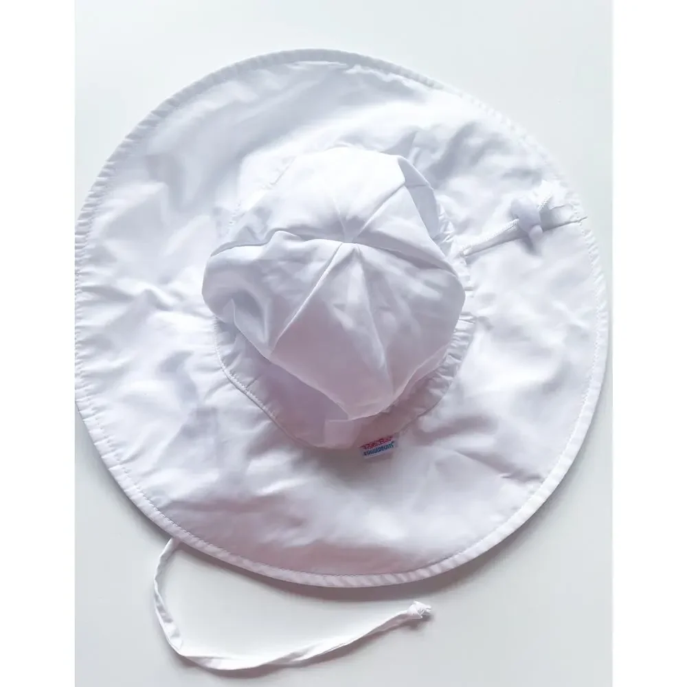 Ruffle Butts Rugged Butts Baby White Sun Hat Bucket Hat Size 6-12 Months